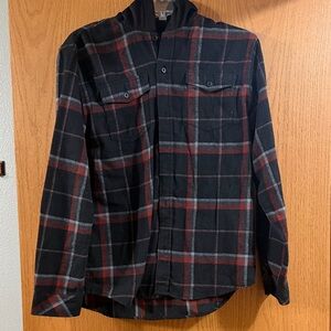 Burnside Black and Red Plaid Button Down Shirt